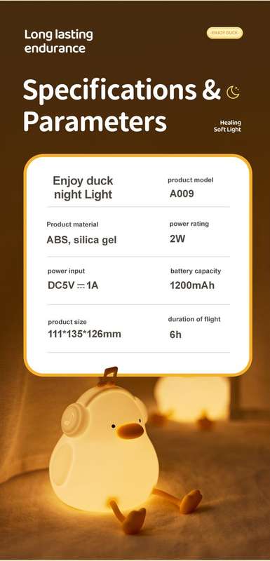 Enjoy Duck Rechargeable Dimmable Night Light Lamp with Timer