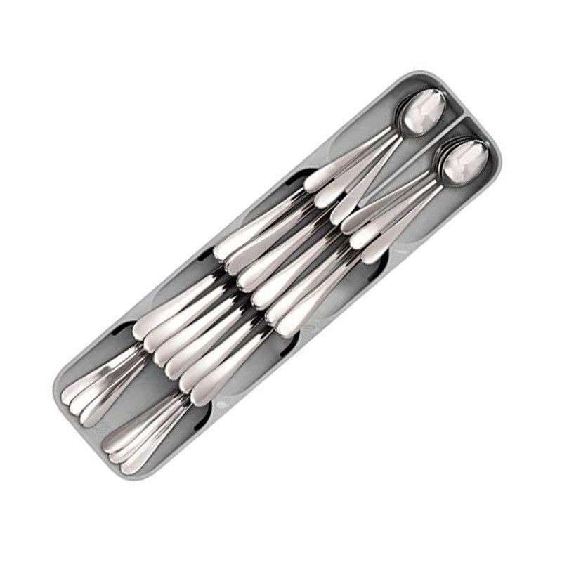 Smart Kitchen Cutlery Drawer Organizer Spoon Fork Storage Tray-Grey