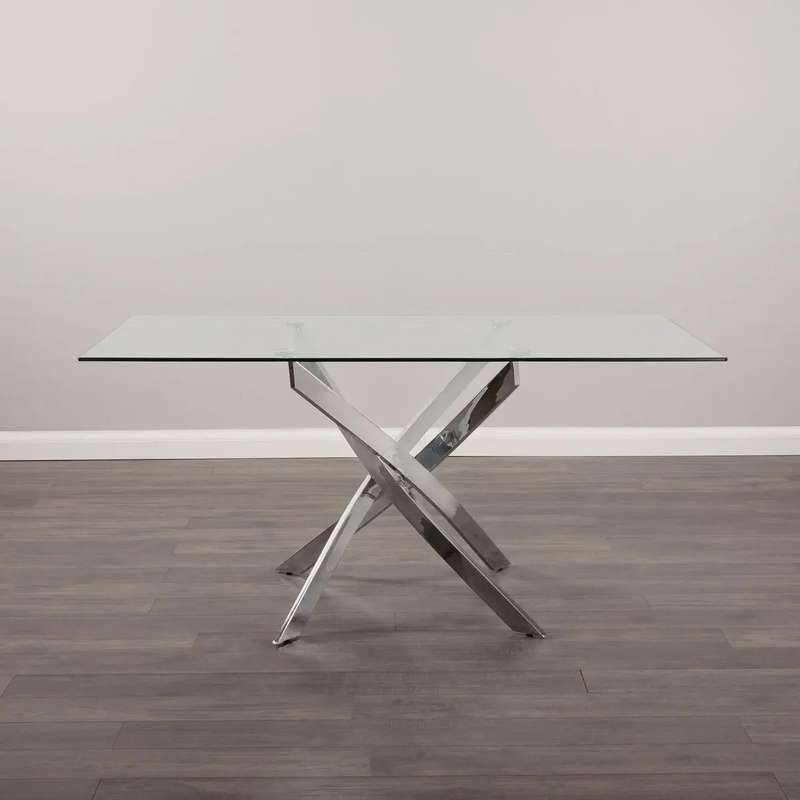 Glass Top Dining Table- Silver Legs