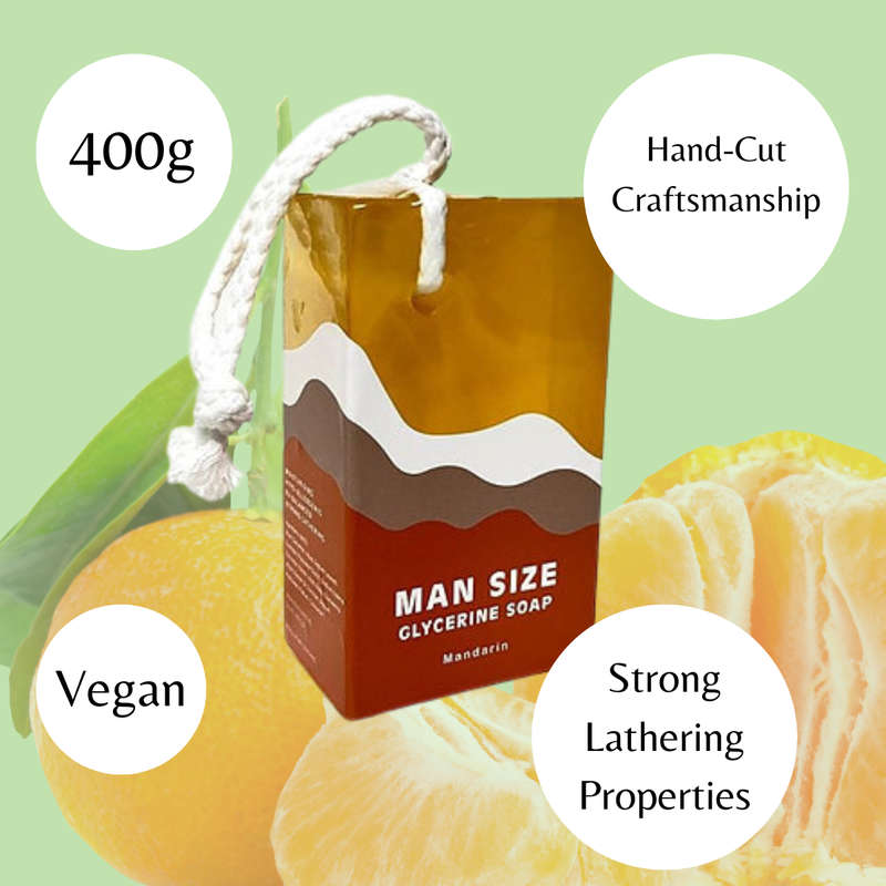 400g Man Size Soap on a Rope - Mandirin