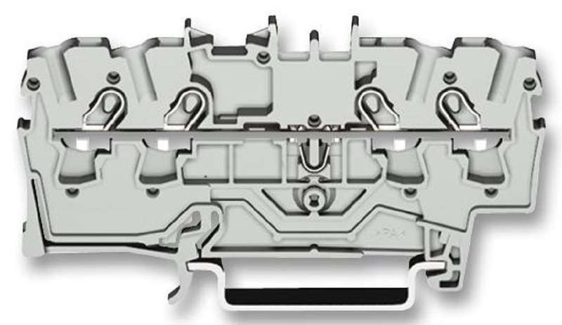 Wago (2002-1407) DIN Rail Mount Terminal Block, 4 Ways, 22 AWG, 12 AWG