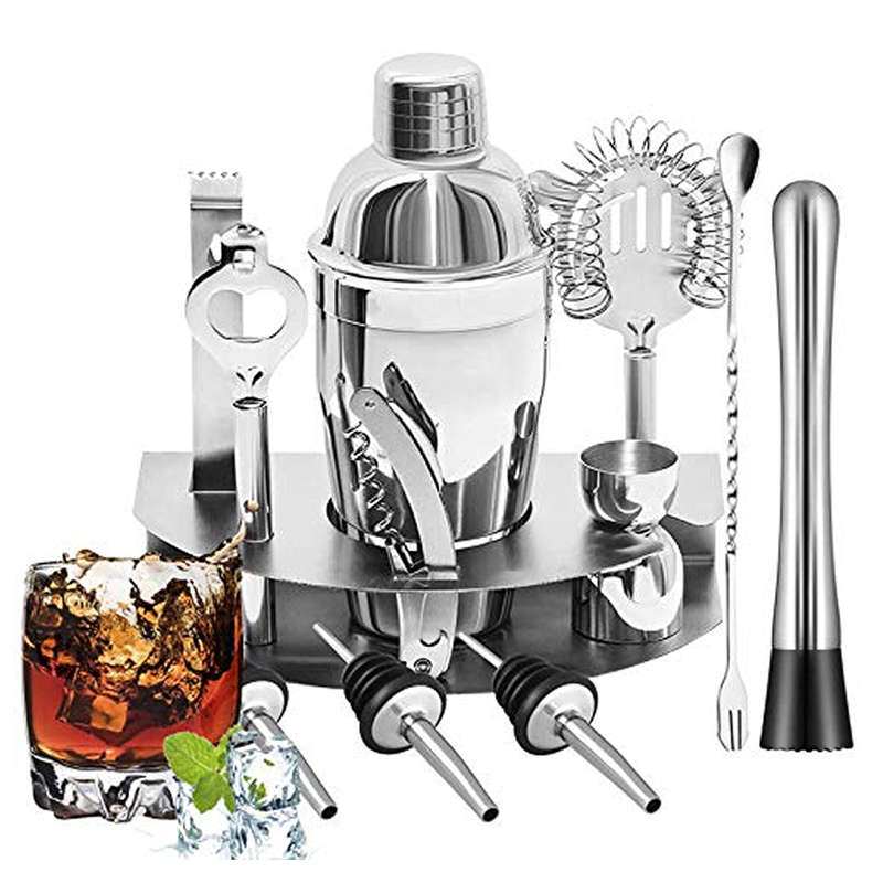 12 Peice Stainless Steel Cocktail Kit with Stand- 12BXG