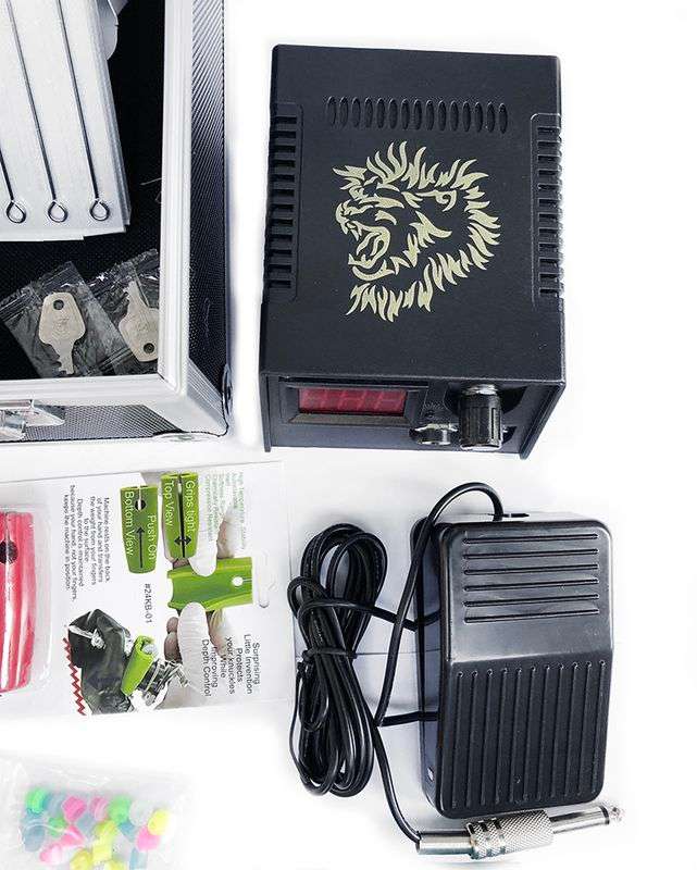 Professional Complete Double Gun Tattoo Kit with Lockable Aliminum Case