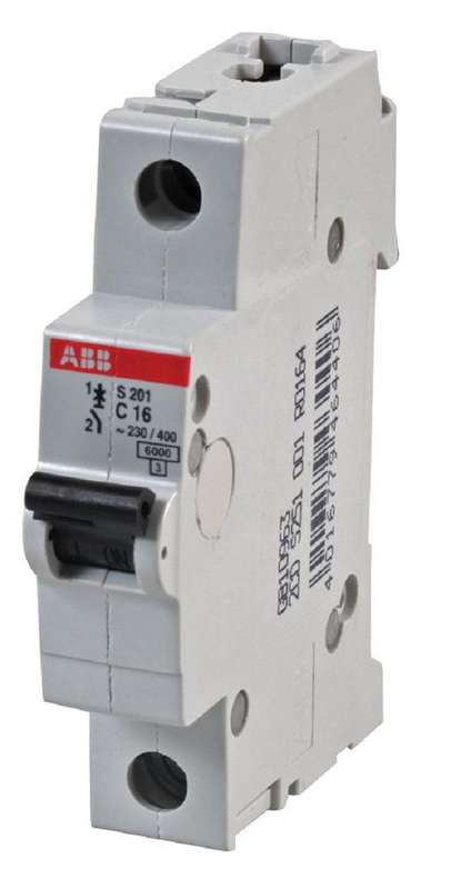 Abb (S201-C16) Thermal Magnetic Circuit Breaker, 16 A, 1 Pole