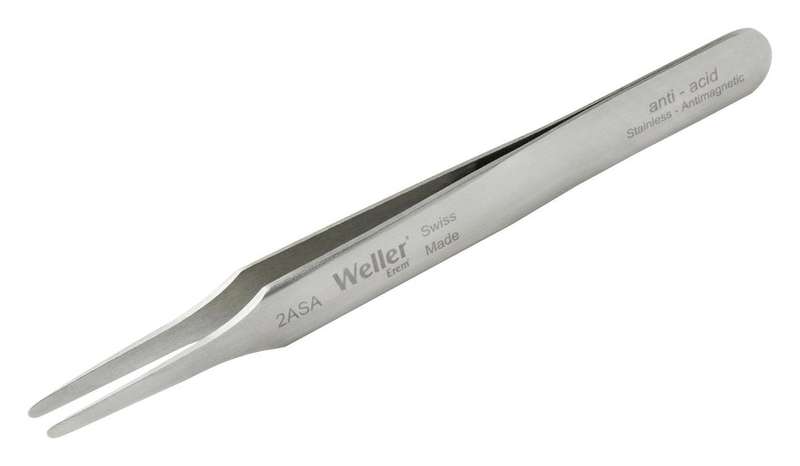 Weller Erem (2ASA) Tweezer, Straight, Round, 121 mm, Stainless Steel