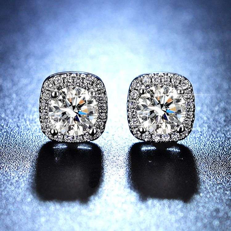 Zirconia Pendant Necklace Earrings Ring Set - Round