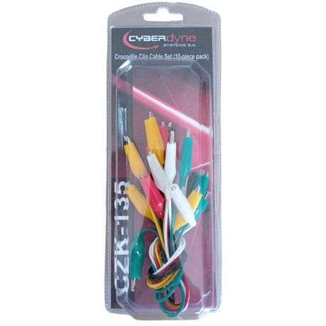 Cyberdyne Crocodile Clip Cable Set, 10-piece / 5-colour (30cm)