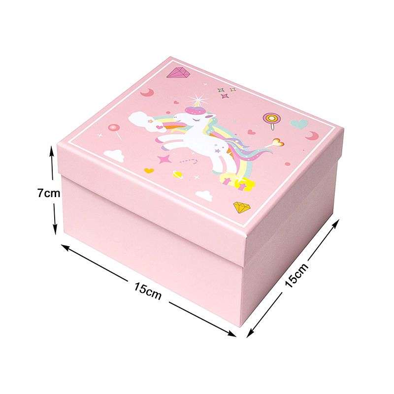 Rainbow Unicorn Gift Box With Lid And Shredded Paper Filler - Blue - S