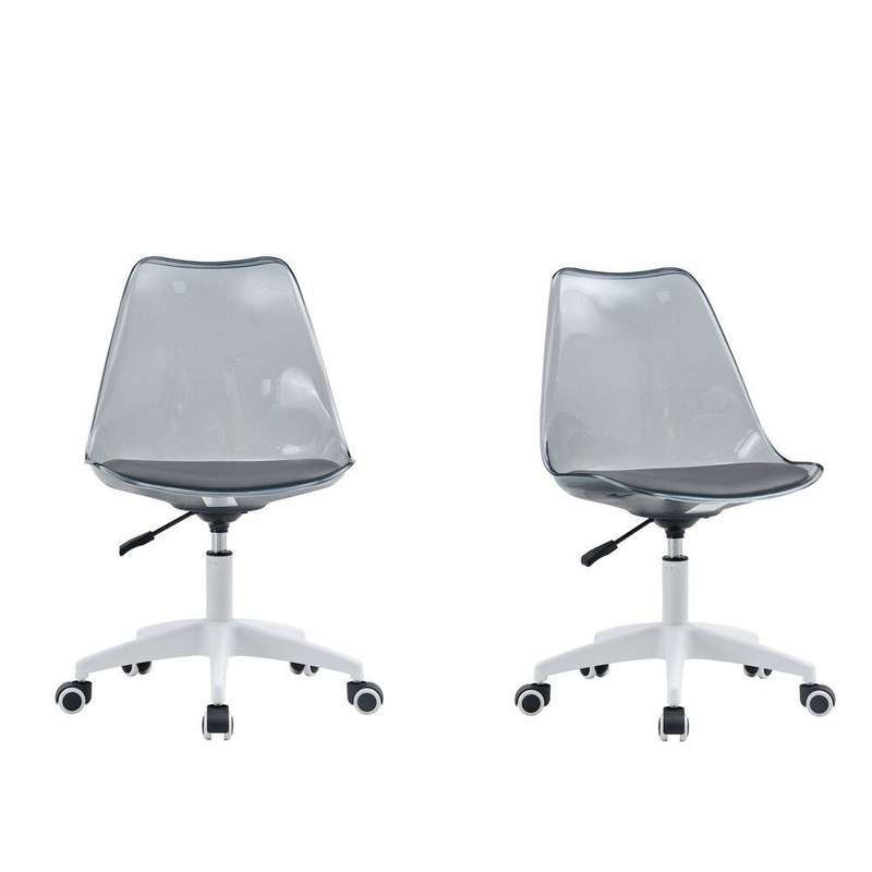 2-Piece Acrylic Office Desk Chair -Transparent-Black
