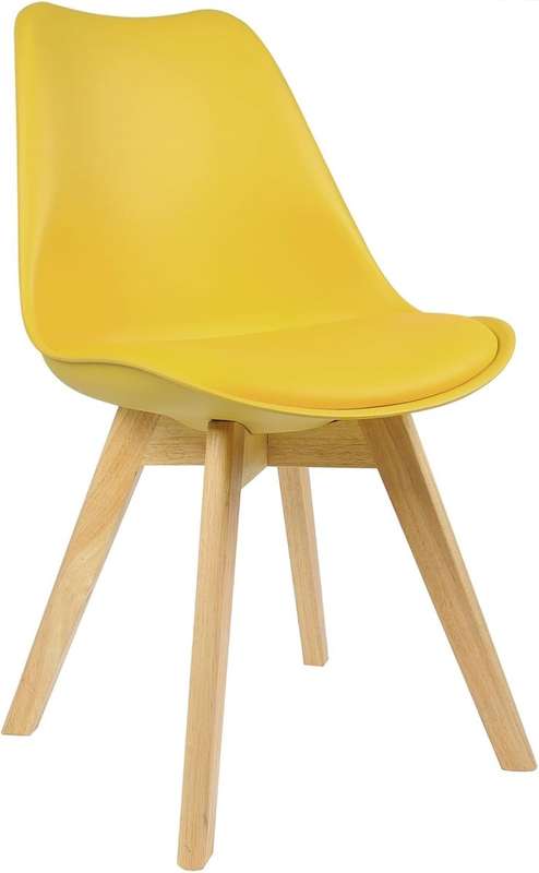 Modern and trendy padded chairs with wooden legs-8 Pack - Yellow