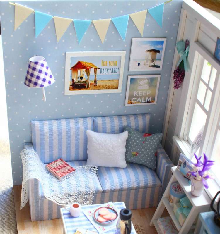 CUTEROOM DIY Miniature House - Fresh Sunshine Light Blue Room