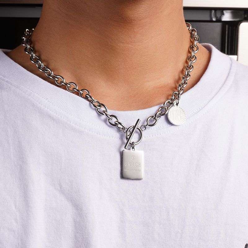 Jacaranda Pendant Necklace Mens Womens Plated Stainless Steel Chain