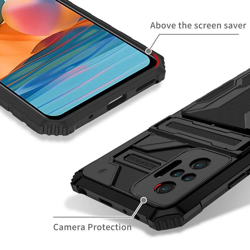 Sliding hidden wallet shockproof protective case for Samsung Redmi iPhone