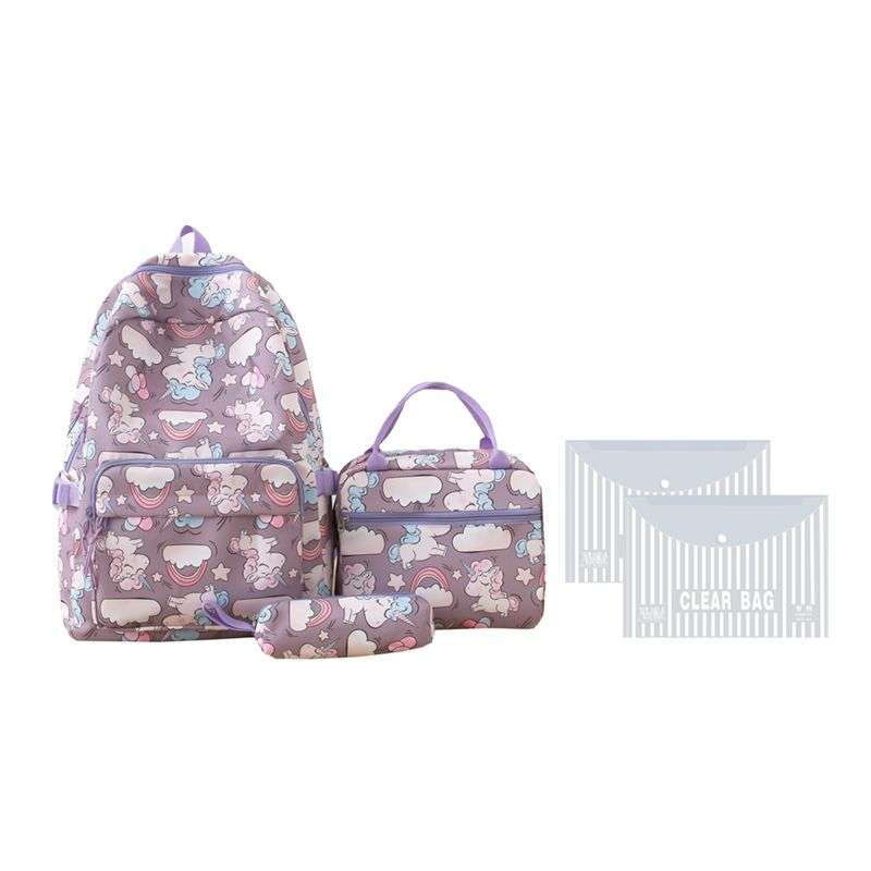 Unicorn Girls School Backpacks With Lunch Bag and Pencil Case - Blue