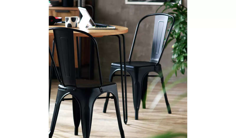 Metal stackable chair outdoor/indoor use-Black