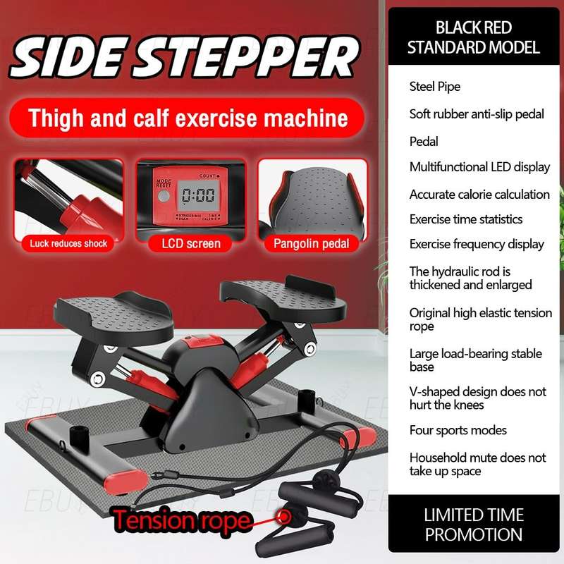 V Shape Fitness Stepper Exercising Machine With Resistance Band