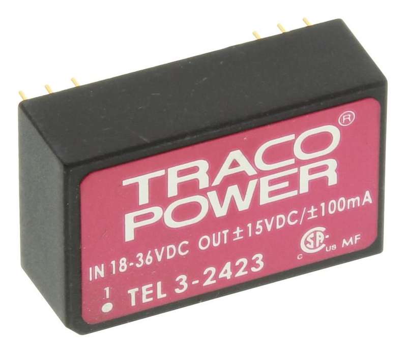 Traco Power (TEL 3-2423) Isolated Through Hole DC/DC Converter, 15V, 100mA