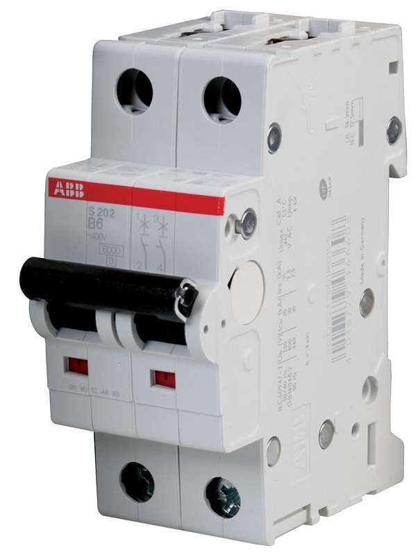 Abb (S202-B6) Thermal Magnetic Circuit Breaker, 6 A, 2 Pole