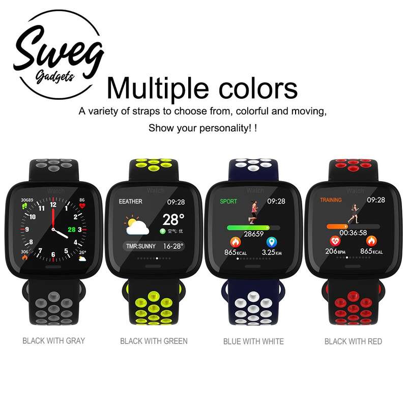 SWEG® Sports Fitness Activity Tracker Heart Rate Monitor Y6 Smart Watch - Grey & Black