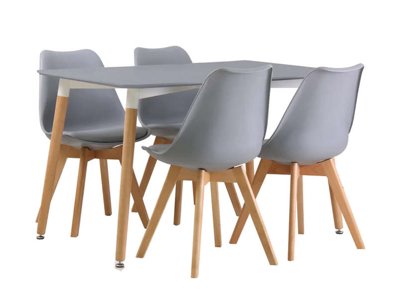 Dining Suite / Set - Dining Table with Four Padded Chairs - Grey Colour