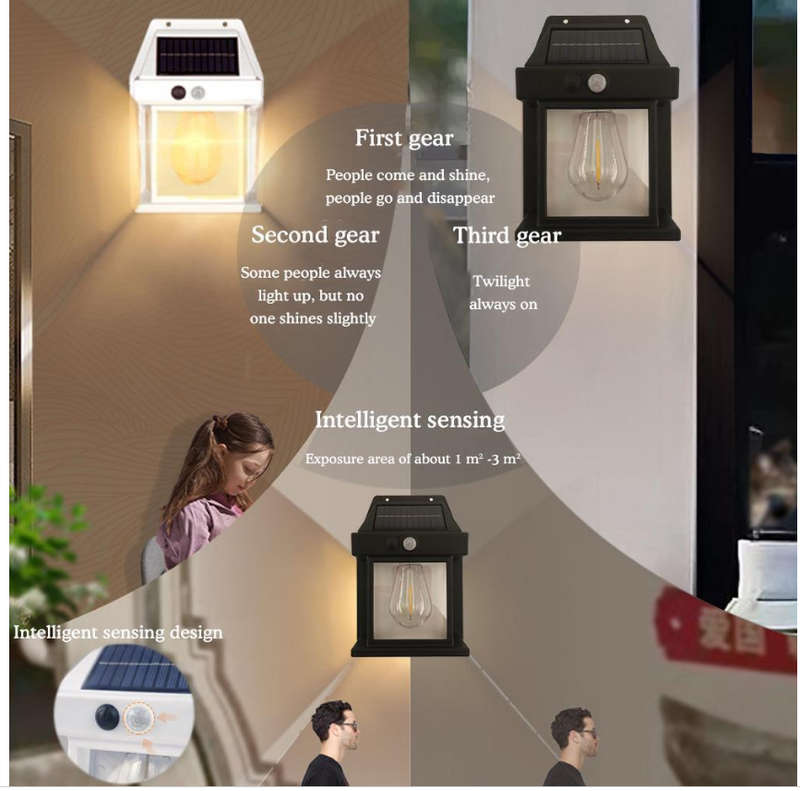 Solar Tungsten Wall Light Outdoor Wireless Motion Sensor LED