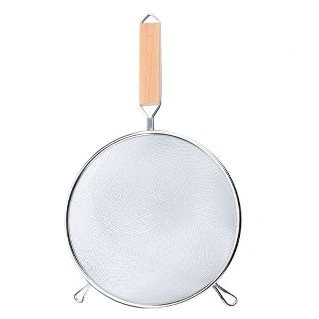 KT32263 Stainless Steel Oil Filter Strainer Skimmer Ladle With Wooden Handle