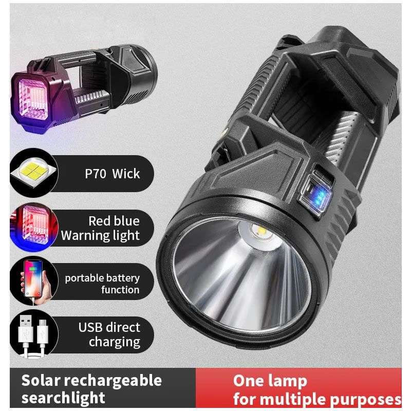 Rechargeable Solar Powered LED +COB Searchlight PM-68