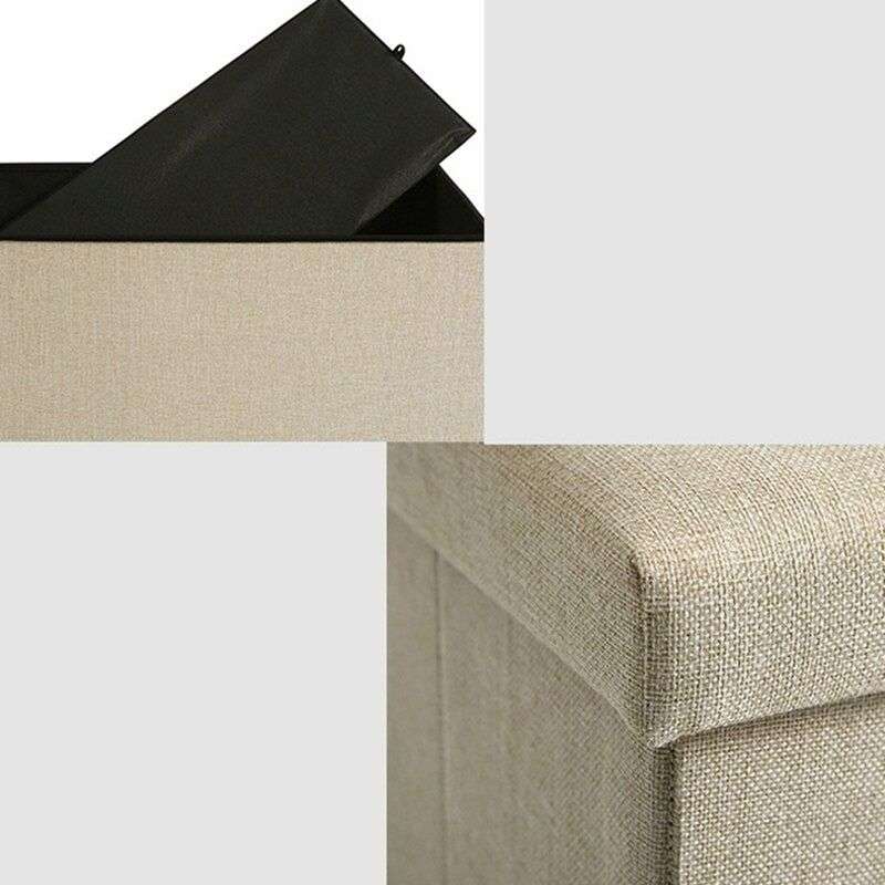 Jack Brown Foldable Fabric Cotton Linen Storage Cube Box Ottoman Stool - Cream