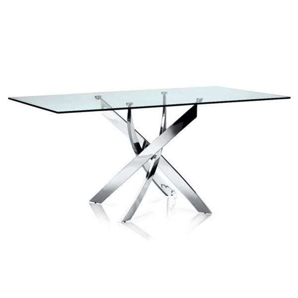 Glass Top Dining Table- Silver Legs