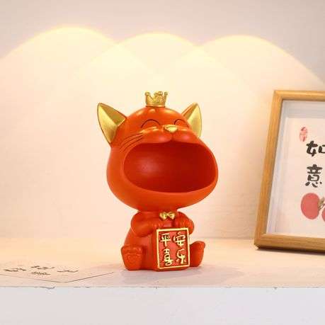 Orange Big Mouth Cat Resin Ornament