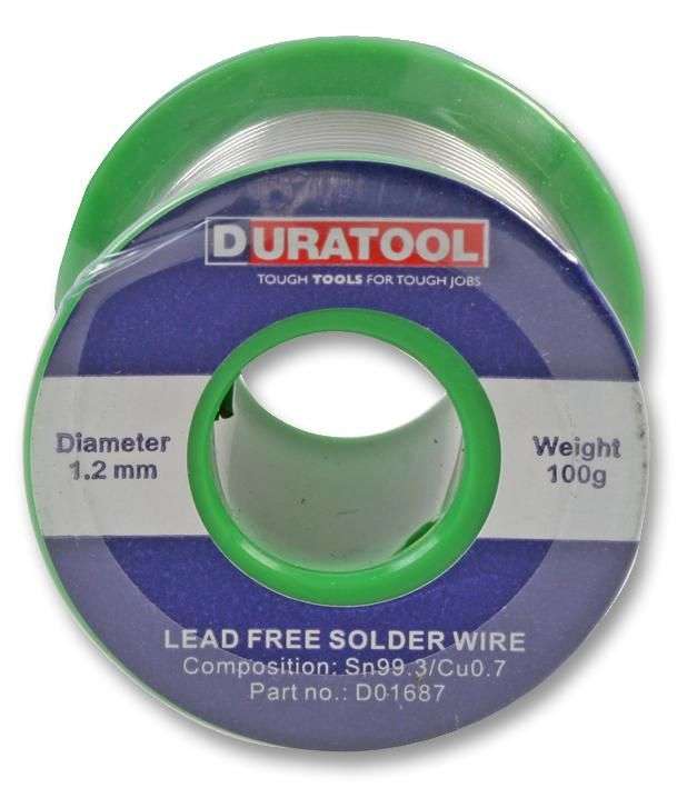 Duratool (D01687) Solder Wire, SN/CU, 1.2mm, 100g