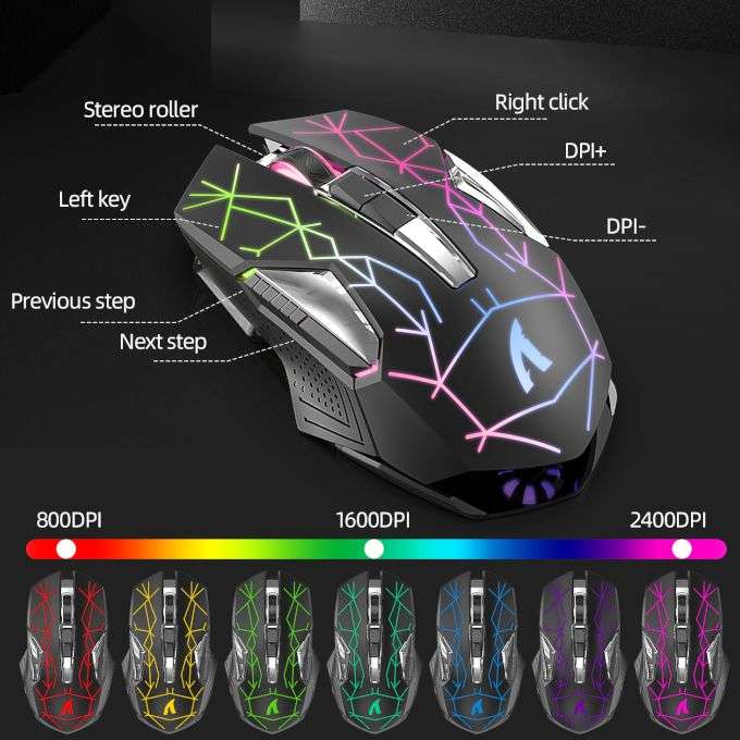 Wireless Gaming Keyboard Mouse Type C/USB RGB for Smart Device - White