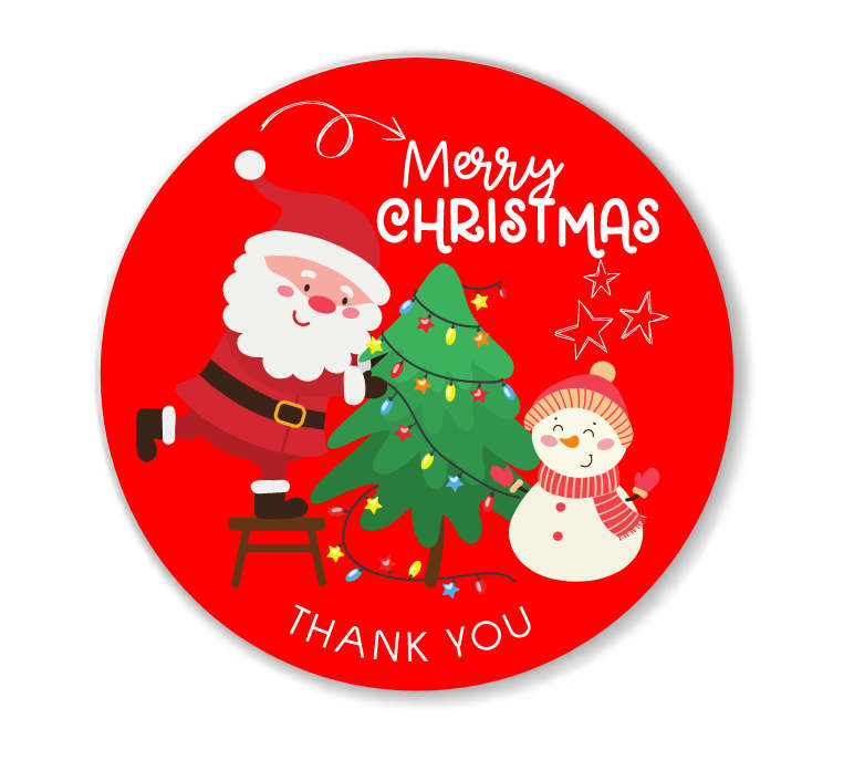 Merry Christmas Thank You Stickers - Pack of 200 Stickers