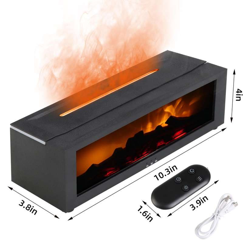 Essential Oil Air Diffuser Flame Colorful Water Vapor Fireplace Humidifier