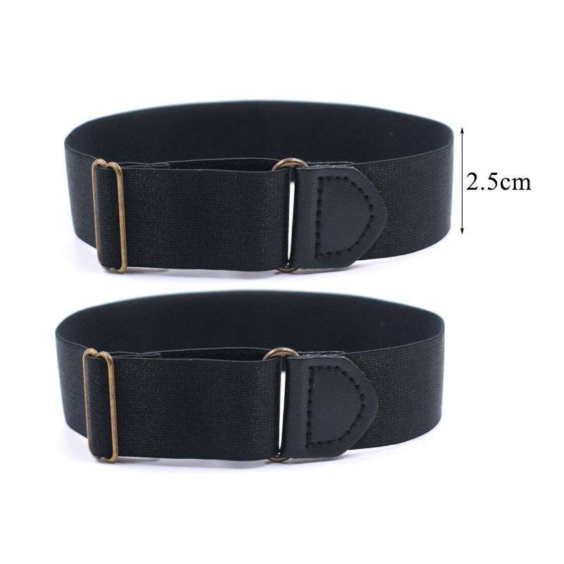 Sleeve Garters Elastic Armband With Collar Protectors - Black