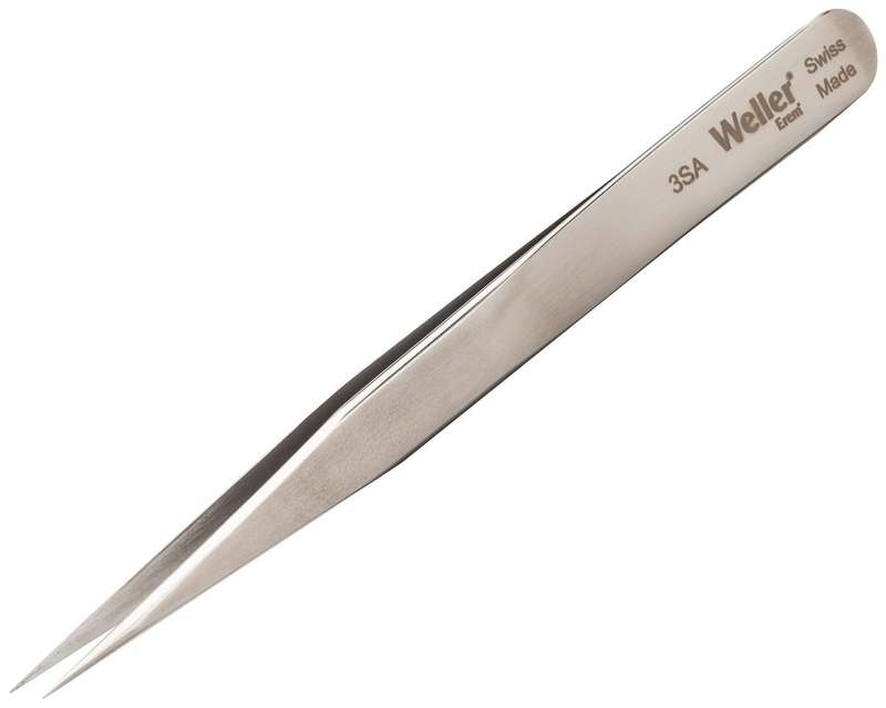 Weller Erem (3SA)Tweezer, Straight, Fine, 120 mm, Stainless Steel Body