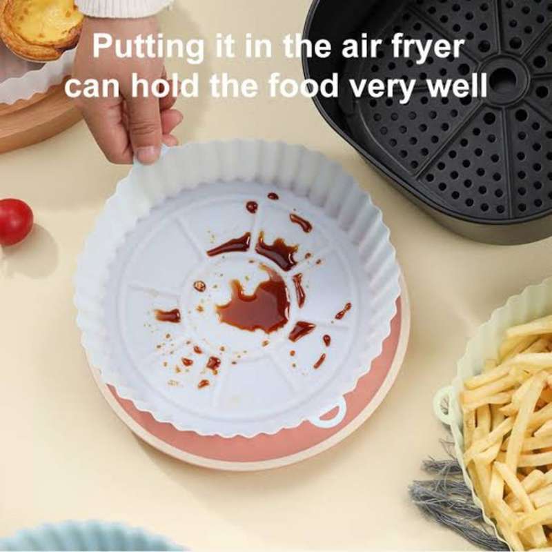 20cm Air Fryer Reusable Silicone Liner With Handles
