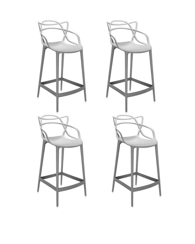 Bar Stool Plastic Grey - 2Pack