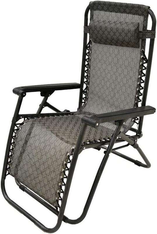Recliner Folding Outdoor Suspension Chair - Black Chair, Brown Fabric