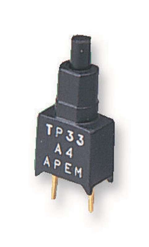 Apem (TP32P0080) Pushbutton Switch, TP, SPDT, On-(On), Plunger, Black