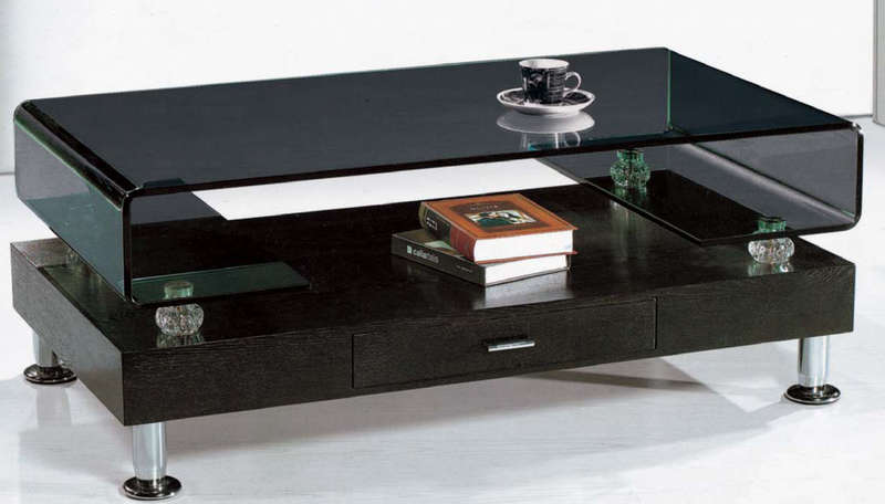 Coffee Tables -Tempered Glass Top -Wooden Base - Black Colour