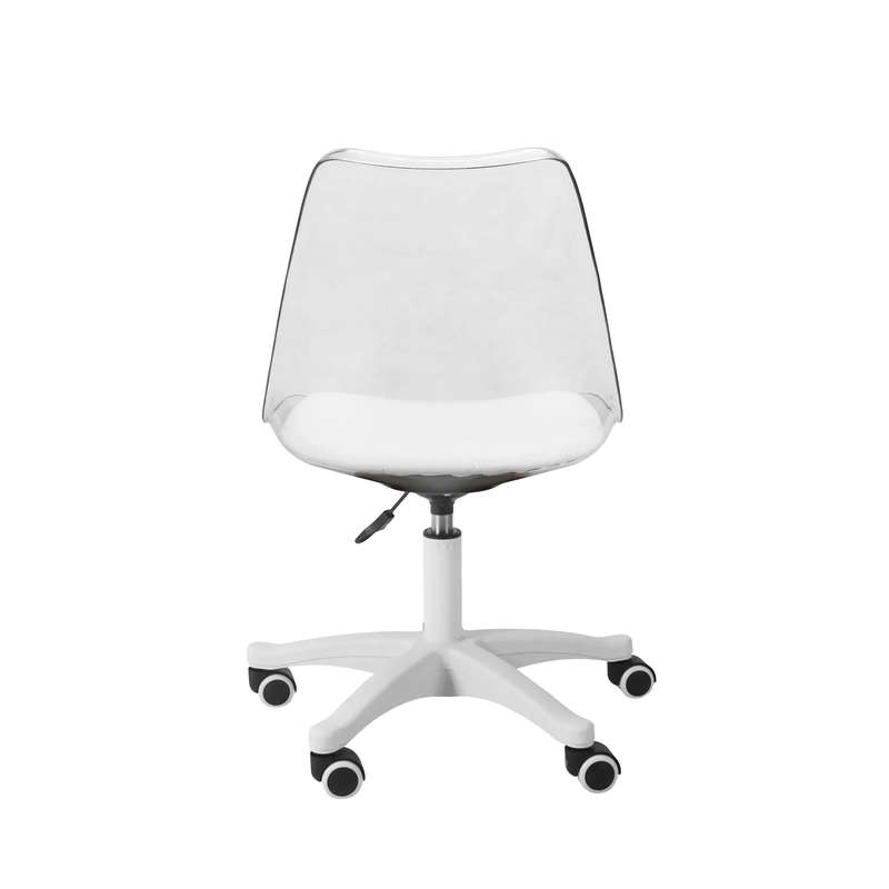 Transparent Office Chair with Colored Seat Pad -  Transparent, White