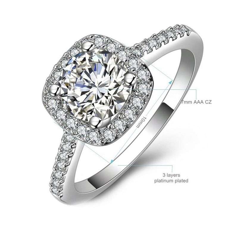 Wedding Rings for Women Princess Engagement Ring Set - 6