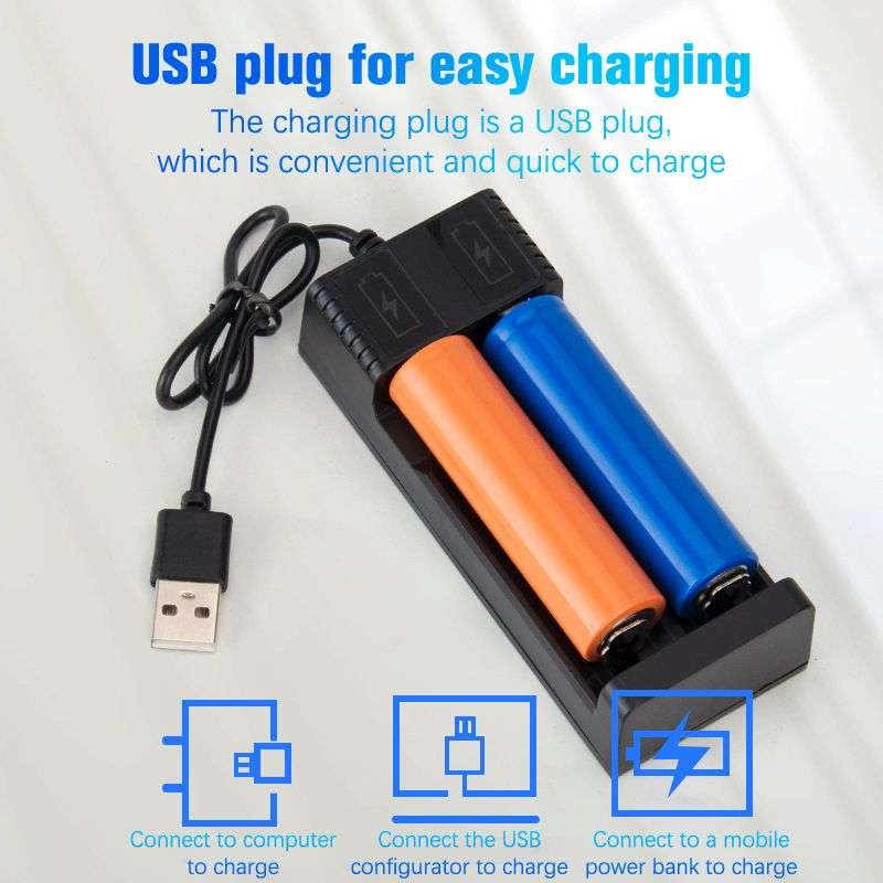 USB Smart Charger with 2 x 18650 2800mah 3.7V Rechargeable Batteries
