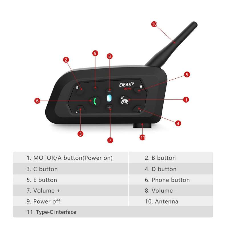 V6 Pro Motorcycle Helmet Bluetooth Headset Helmet Intercom System