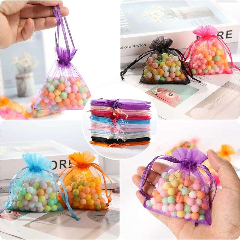 75 Piece Organza Candy Mesh Drawstring Favour Bags