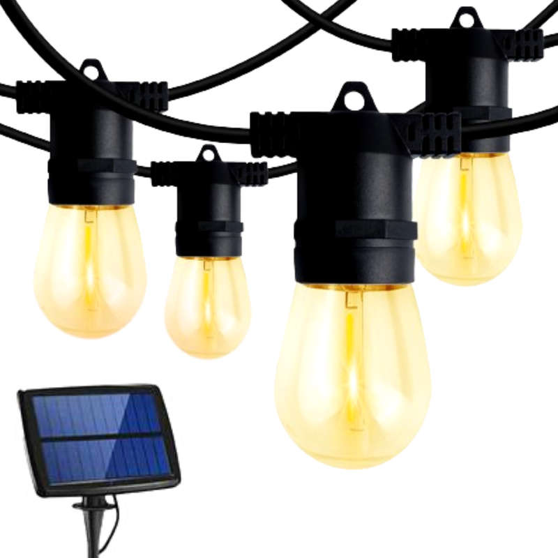 MrSmart - 20M 20 Bulbs- Solar LED Festoon Outdoor String Lights