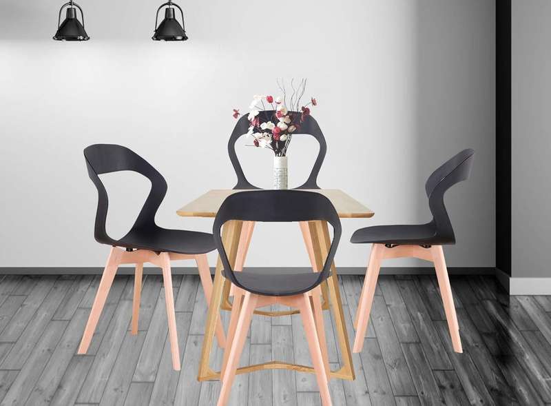 Plastic Kitchen Chairs 4 Pack - Black