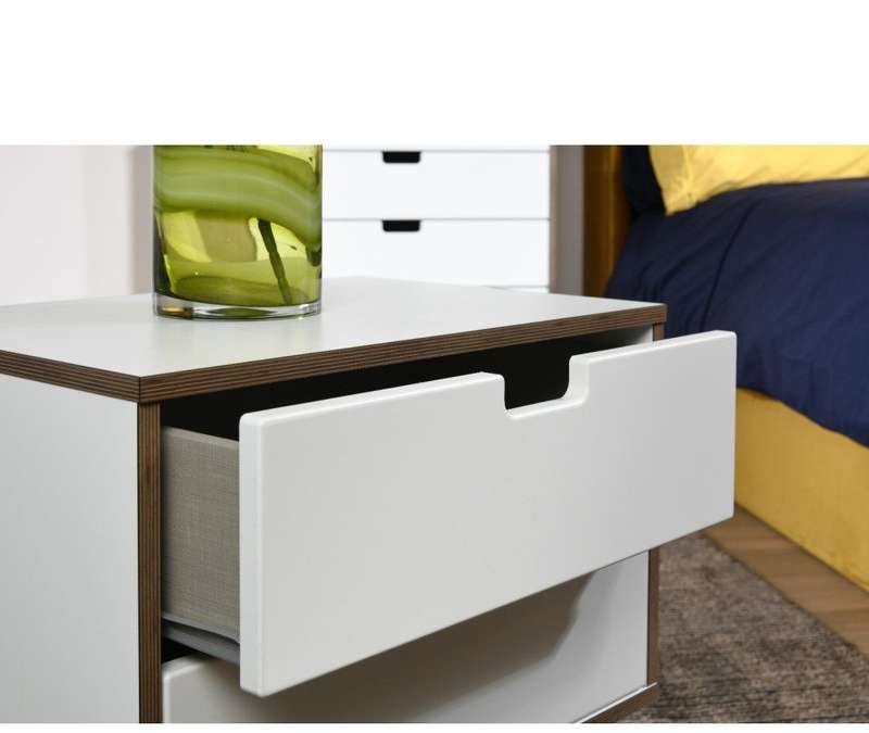 2 Draw Pedestal-Engineered Wood Bedside Table - White, Brown