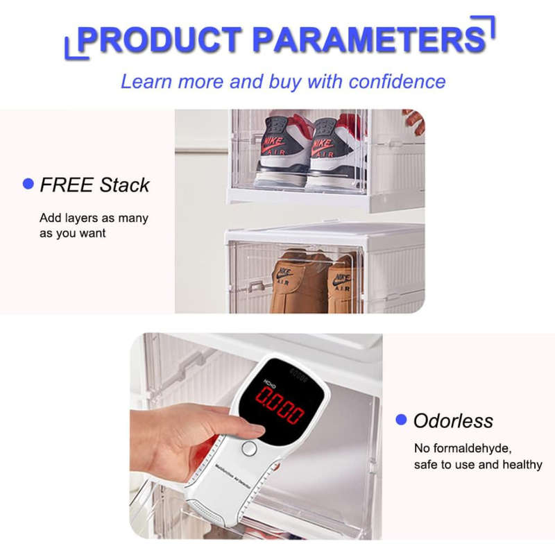 3 Tier Installation Free Shoe Box Clear Stackable Shoe Organizer for Closet